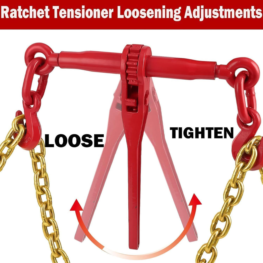 4Pcs Chain and Binder Kit, 3/8"-1/2" Ratchet Load Binders