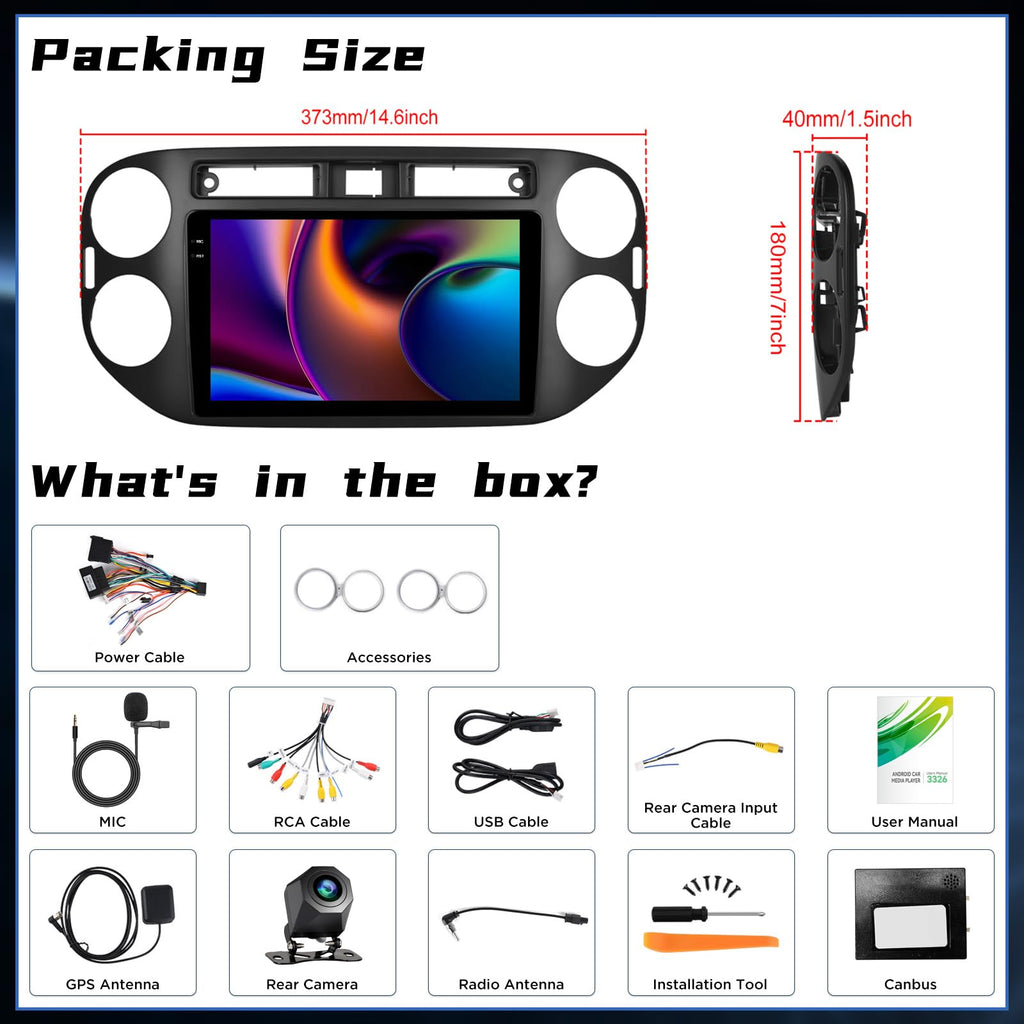[4+128G] Android Car Stereo for VW Tiguan 2006-2016, 9 Inch Carplay Radio