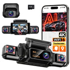 AI 4K Dash Cam Front and Rear, 360° View 4 Channel Camera for Car