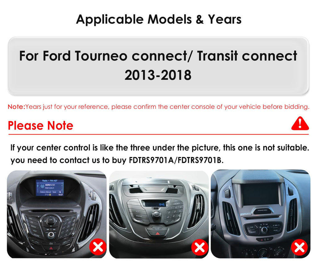 Android 14 Car Stereo for (2013-2018) Ford Tourneo Connect/Transit Connect, 8 Core 4G+64G GPS Navigation with 9.7 inch QLED Touchscreen via Carplay Android Auto EQ SWC Bluetooth5.4 TPMS OBD2
