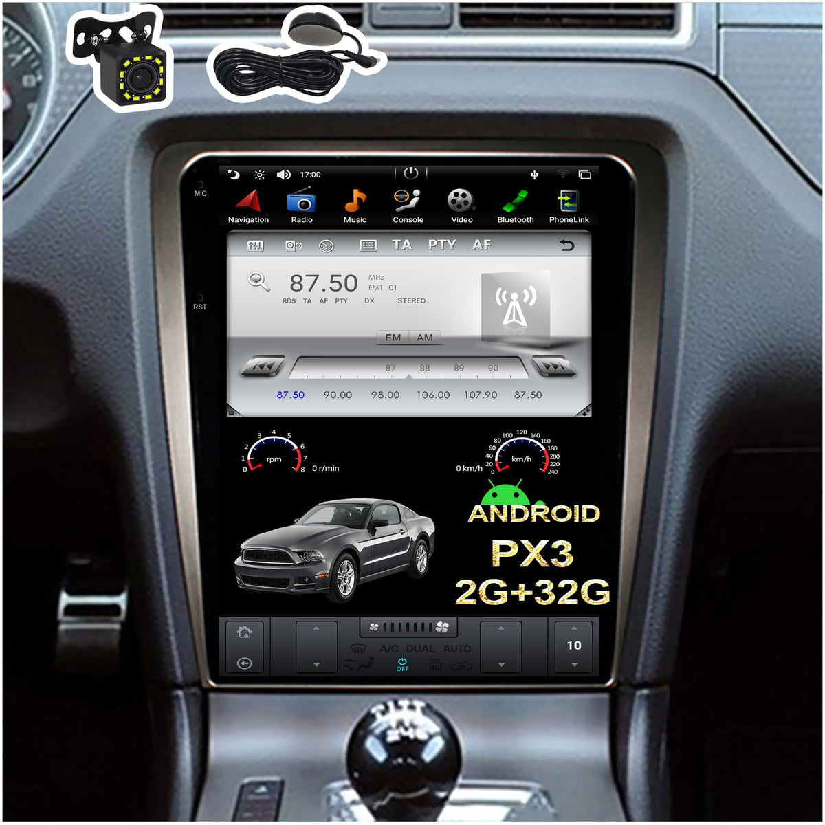 12.1 Inch Android Car Stereo Radio 8GB+128GB for Ford Mustang 2010-2014