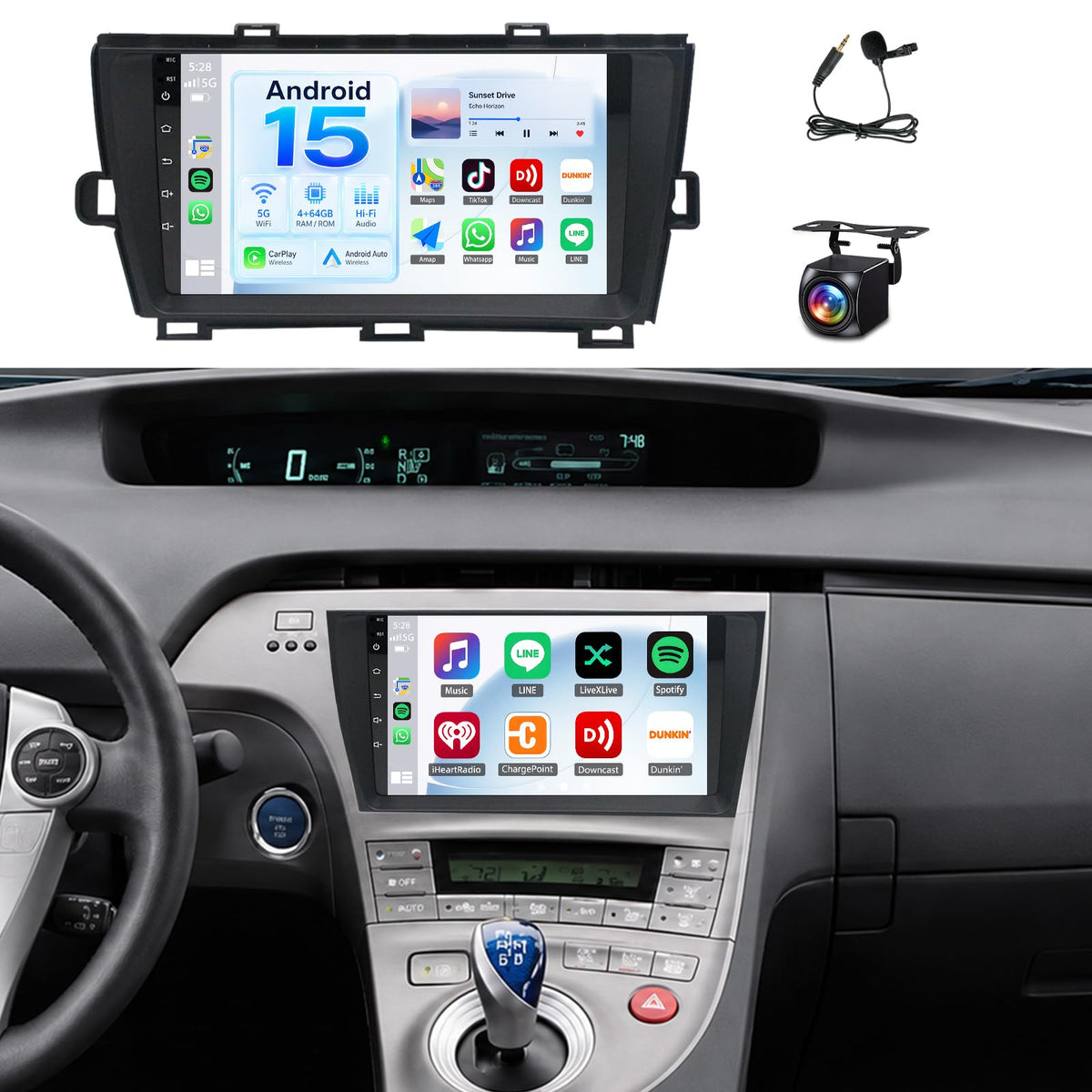 4+64G Upgrade Car Stereo Radio for Toyota Prius 2010-2015