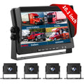 AHD Truck Backup Cameras with Monitor, 10.1’HD Quad Split Screen Monitor 4 Cameras 1080P Backup Camera for Trucks Trailer RV Bus Travel