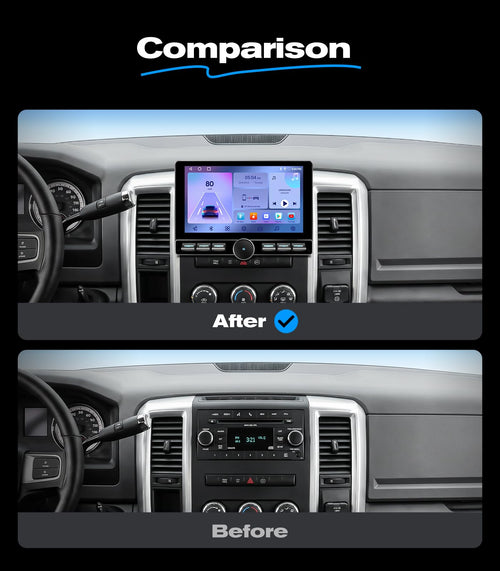 10 inch Touchscreen Car Stereo Radio for Dodge Ram 1500 2500 3500 2009-2012 Replacement Dash Kit w/Wired Wireless CarPlay Android Auto Navigation (10" Ram SKK 09-12)