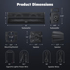 Ehaho 2.1CH Stereo UTV Sound Bar, 17 Inch Bluetooth ATV Speakers with RGB