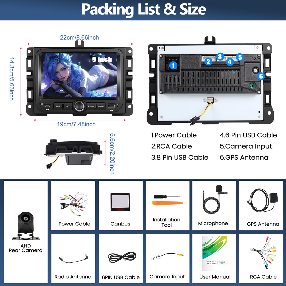 4G+128G Car Radio for Jeep Renegade 2015-2020, Compass 2017-2020 (for Small Display) with Wireless CarPlay Android Auto, 7" IPS Touch Screen Car Stereo with GPS Bluetooth FM Backup Camera