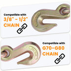 3/8"-1/2" Heavy Duty Ratchet Chain Binders, Load Binders with 2 Grab Hooks