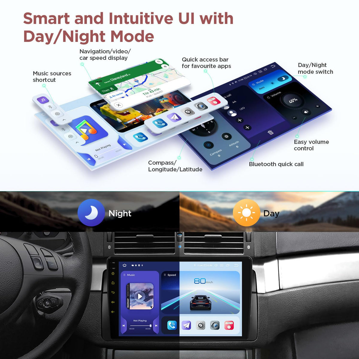 XTRONS Car Stereo for BMW E46 M3 Rover 75 MG ZT, Android 14 Qualcomm 665 Octa Core Car Radio, 9” QLED Touch Screen Head Unit GPS Navigation Bluetooth Built in DSP CarPlay Android Auto (8+256GB)