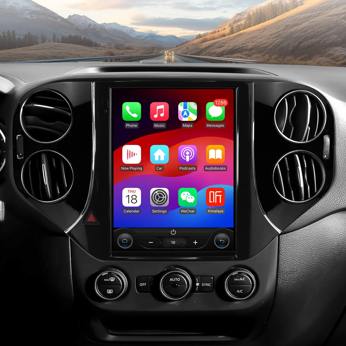64GB Android14 Car Radio Upgrade for VW Tiguan 1NF 2007-2016 10.4 Inch IPS Touch Screen Supports Wireless Carplay/Android Auto,Steering Wheel Control, WiFi, FM 2GB ROM Car Tablet
