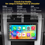 9" Android 13 Car Radio for Dodge Ram 1500/2500/3500 (2006-2008), Dodge Durango (2005-2008), Jeep Grand Cherokee (2005-2009) – 4GB RAM + 64GB ROM CarPlay Screen