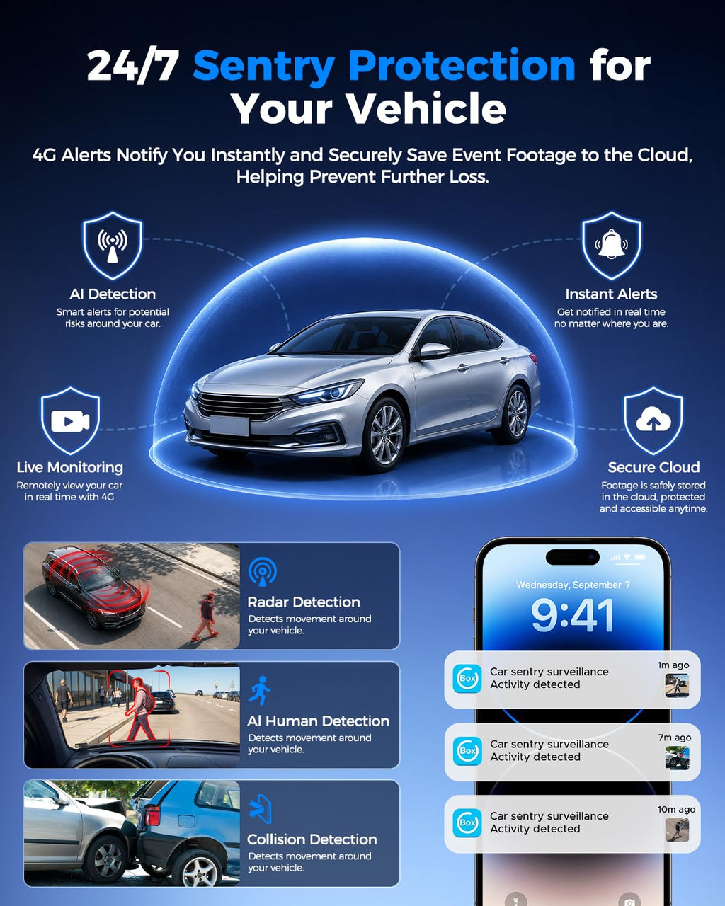 4G LTE Dash Cam Front and Inside,2K+1080P Car Secutrity Camera