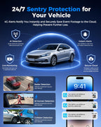 4G LTE Dash Cam Front and Inside,2K+1080P Car Secutrity Camera