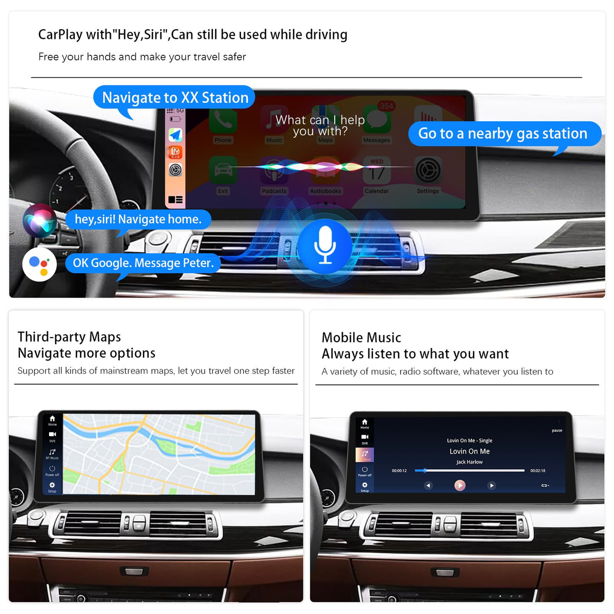 12.3" CarPlay Android Auto Stereo for BMW 5 GT F07 NBT 2012-2016