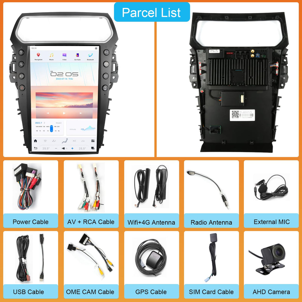 14.4 Inch Qualcomm Android 11 Car Radio for Ford Explorer 2011-2019 Stereo Upgrade Tesla Style Dash IPS Touch Screen Android Auto GPS Navigation Head Unit Audio Multimedia Player