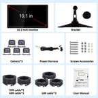 VEKOOTO Truck Camera System, 5CH Backup Camera with 10.1'' Touch Screen, Waterproof 5 AHD Rear Side View Camera, for Truck/Semi-Trailer/Camper/RV/Bus