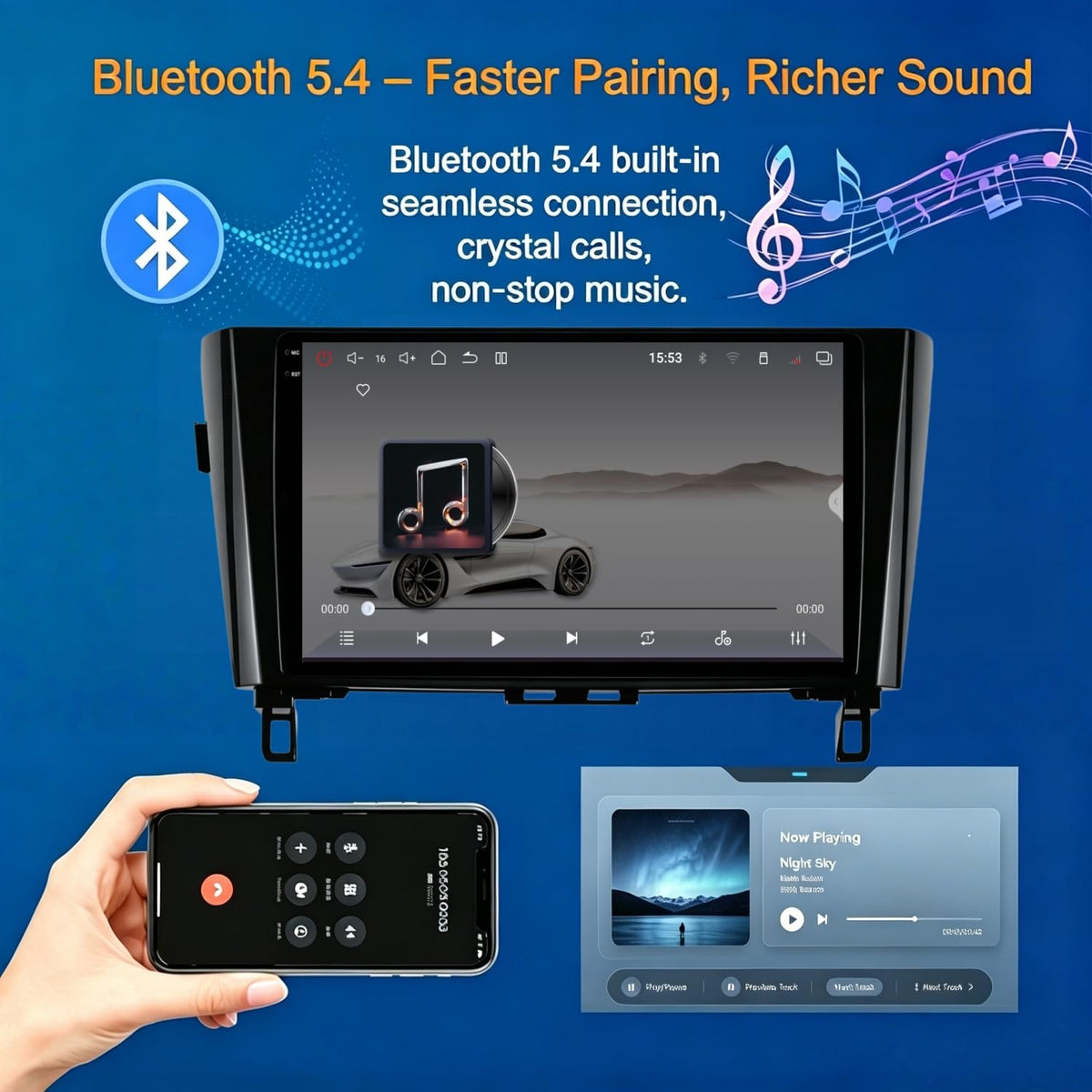 6+128GB Android 15 Car Stereo for Nissan Rogue X-Trail Qashqai 2014-2018