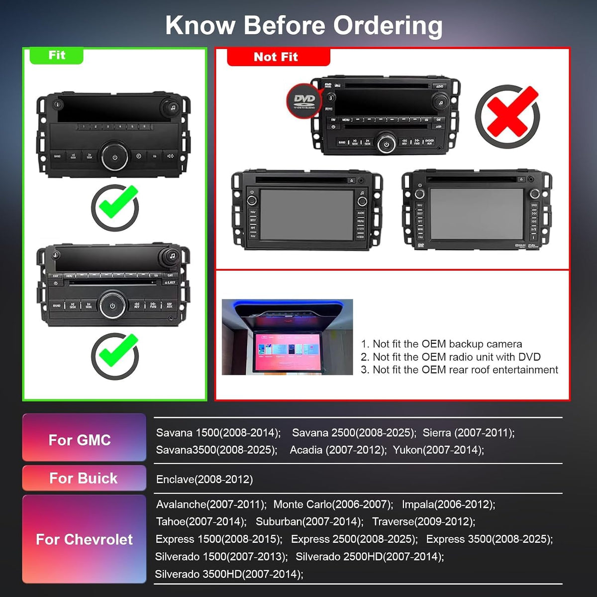 10.2 Inch Upgrade Car Radio(4Ram 64Rom) Stereo Android 13 for Chevy Silverado 2007-2013 GMC Sierra Yukon with CarPlay Android Auto 1080P Backup Camera/AM/FM/SWC