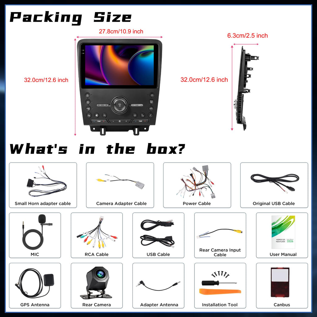 [4+128G] Car Stereo for Ford Mustang 2010-2014, Carplay and Android Auto