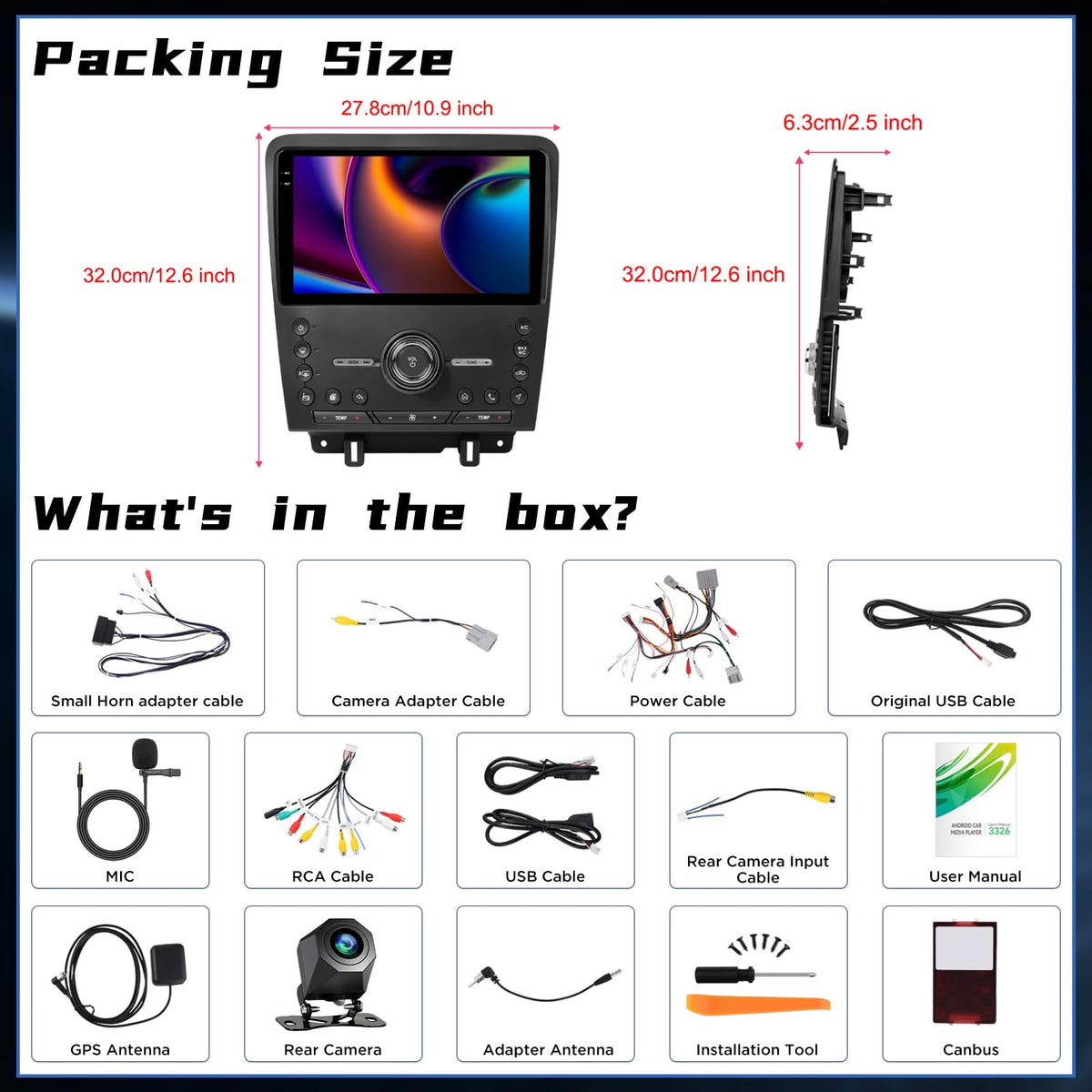 [4+128G] Car Stereo for Ford Mustang 2010-2014, Carplay and Android Auto