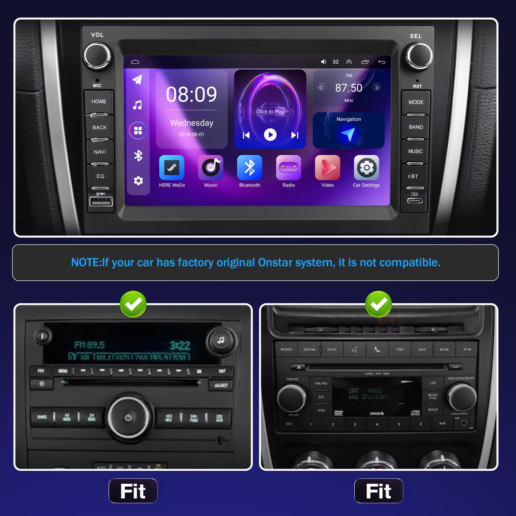 [4+64G ROM] Car Radio with 7inch Android 13 Touch Screen Radio with Wireless Carplay Android Auto GPS Bluetooth WiFi SWC FM RDS Mirror Link Backup Camera for GMC Savana 2008-2019