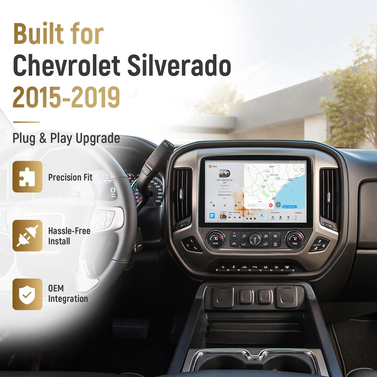12" QLED Android Car Stereo for Chevy Silverado & GMC Sierra 2014-2019
