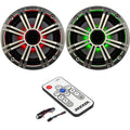1 Pair (2 Speakers Total) of Kicker 6.5" OEM Replacement 195W Marine Coaxial 2-Way Speakers (Silver Grilles) w/Color Changing LED Capability, LED Lighting Remote Controller