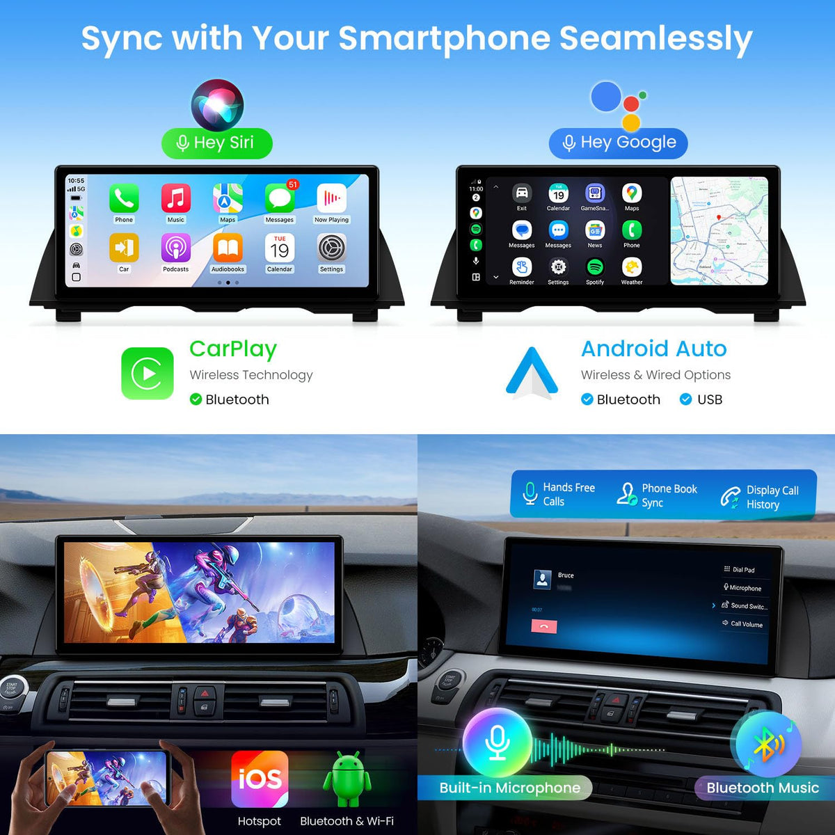 XTRONS Qualcomm 685 Android 14 Car Stereo for BMW 5 Series F10 / F11 2013-2016 with NBT System, 12.3 Inch 2K IPS Touch Screen GPS Navigation Support Wireless CarPlay Android Auto Backup Camera 8+256G