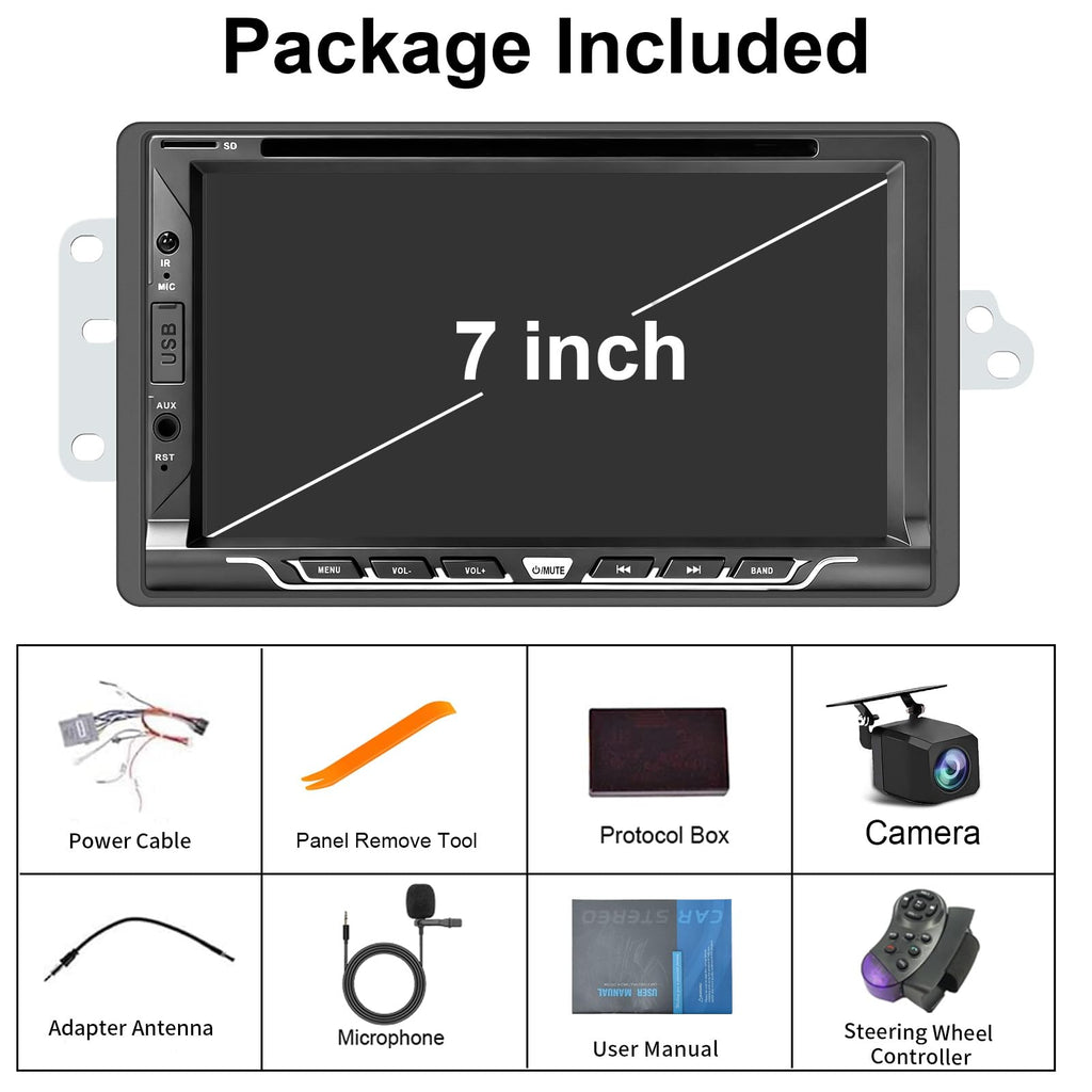Plug&Play DVD/CD Car Radio for Chevy Silverado/Avalanche/Suburban/Tahoe/SSR 2003-2006,GMC Sierra/Savana/Yukon/Yukon XL 2003-2006, 7" Screen with CarPlayAndroid Auto, AM/FM/Subwoofer /30 EQ