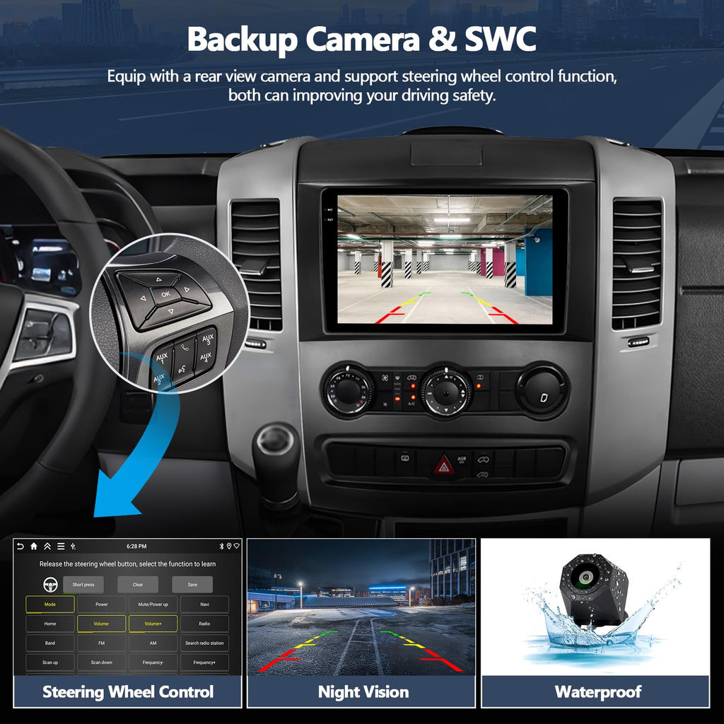 4G+64G Android 15 Car Stereo for Mercedes Benz Sprinter W906 2006-2016, Wireless CarPlay Android Auto 10 Inch 1280 * 720 in-Cell Touch Screen Radio with GPS Bluetooth FM Backup Camera