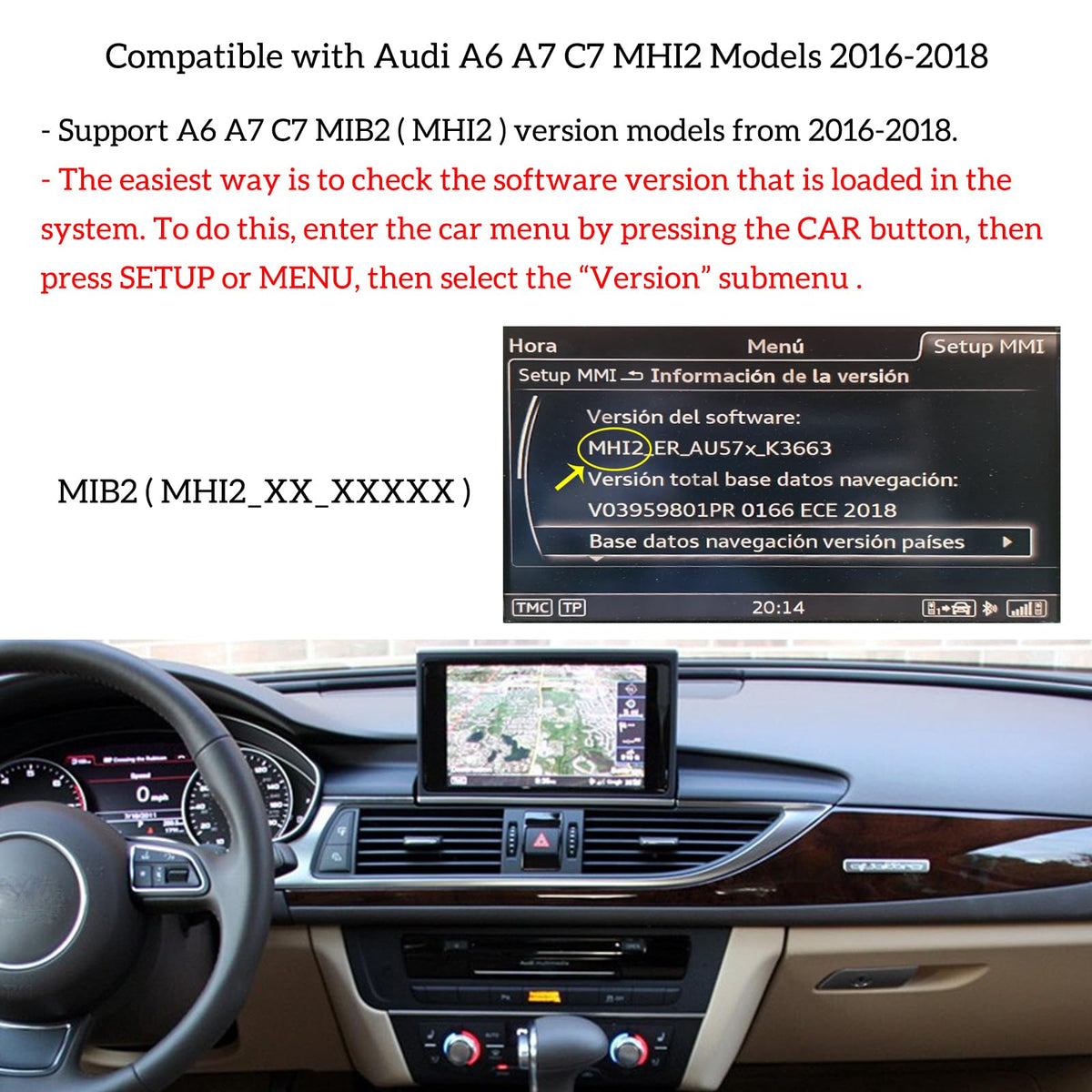 12.3" Wireless CarPlay Android Auto Mirroring Car Infortainment Linux Touchscreen Stereo Radio Aftermarket Touch Screen Upgrade Compatible with Audi A6 A7 C7 MIB2 MHI2 Models 2016-2018