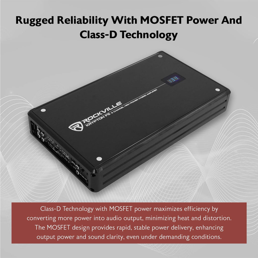 Rockville Krypton F5 5 Channel Car Amplifier, 3200W Peak / 800W RMS