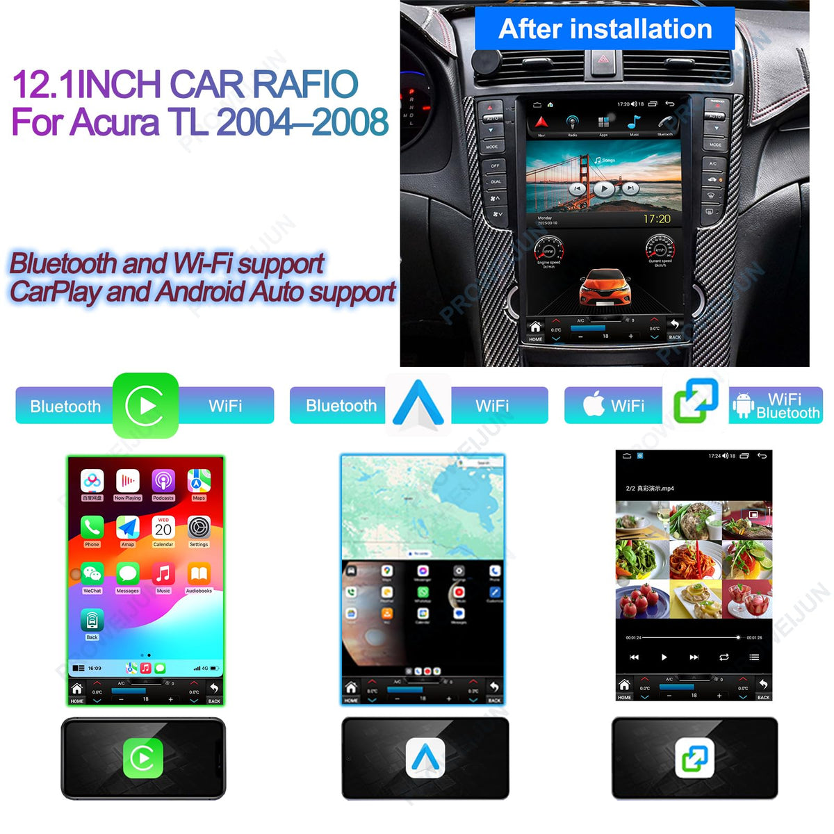 12.1inch Android 16 Car Stereo for Acura TL 2004-2008 Carplay Tesla Screen