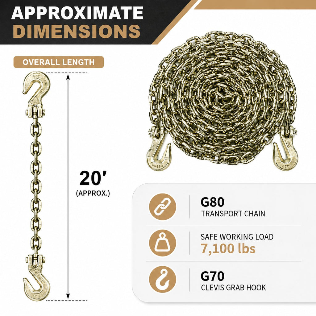 AAIN 4 Pack Chain and Binder Kit 3/8 in-1/2 in Ratchet Binders and Chains