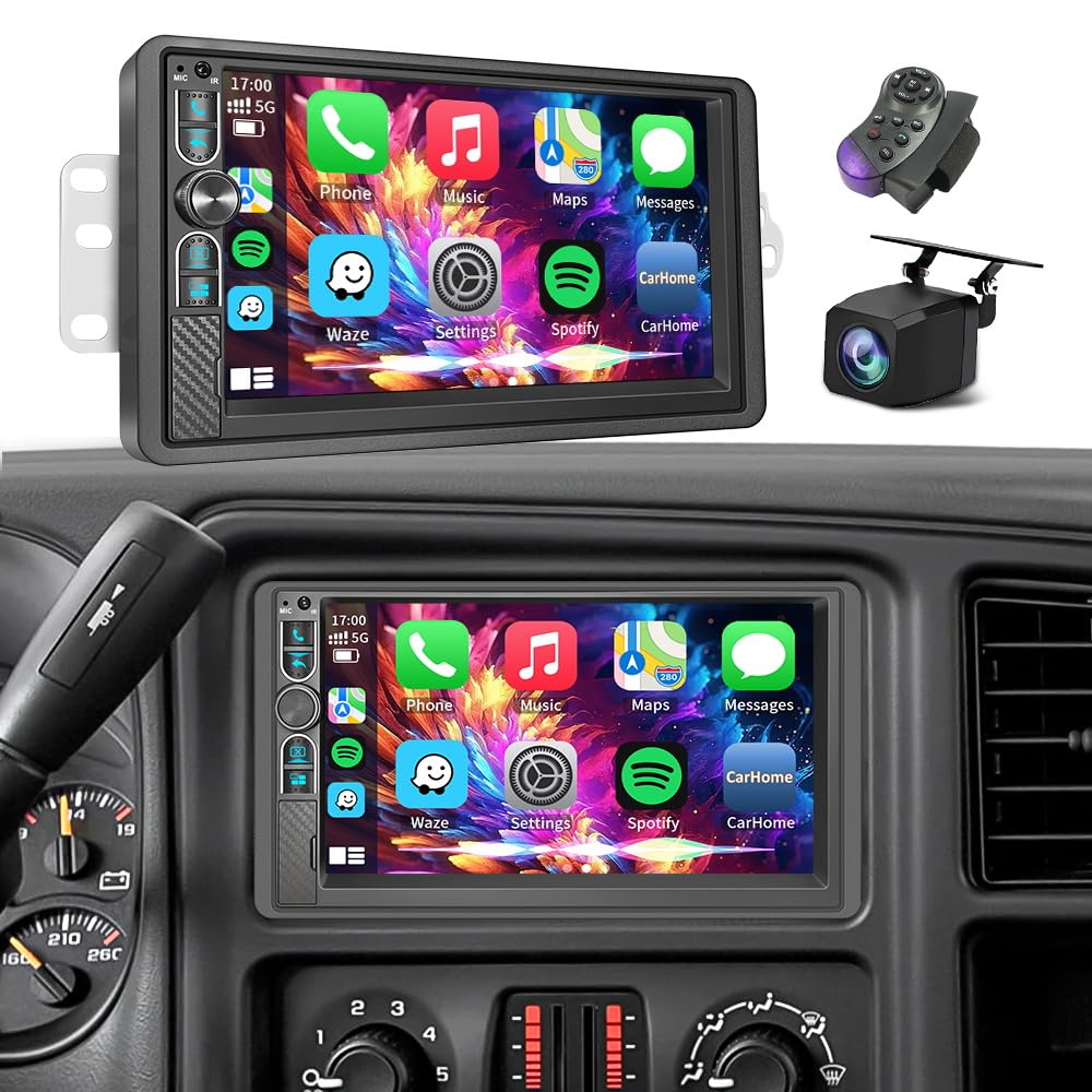 Plug&Play Car Stereo for Chevrolet Silverado 1500/2500/3500 Suburban Tahoe 2003-2006 /Sierra Impala Yukon Avalanche 2003-2006,7" IPS Touchscreen with CarplayAndroid Auto 30-EQ/Subwoofer Output