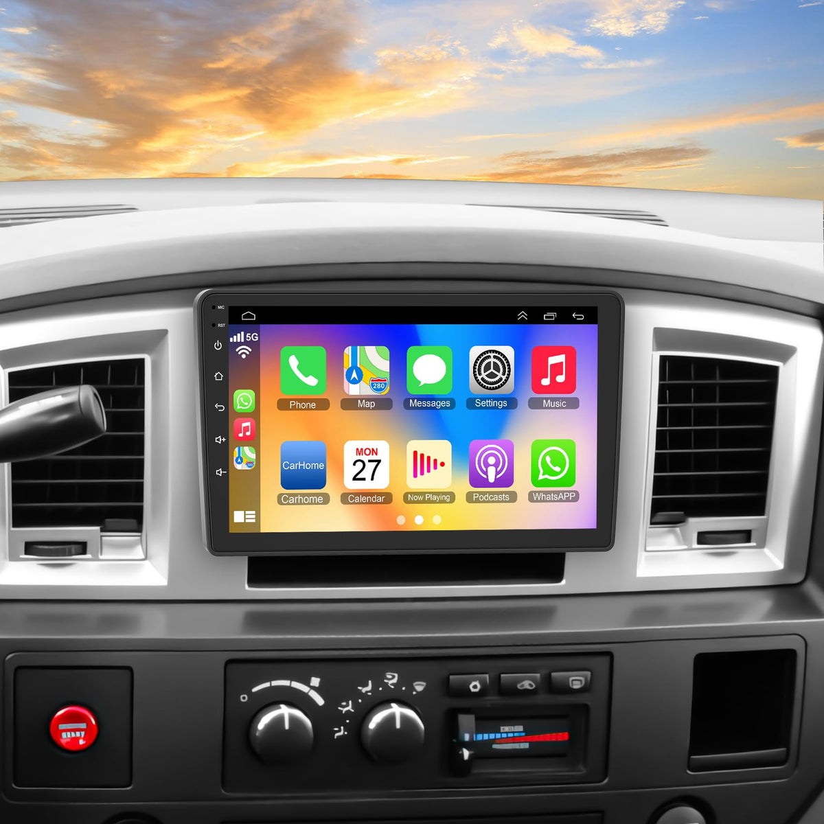 9" Android 13 Car Radio for Dodge Ram 1500/2500/3500 (2006-2008), Dodge Durango (2005-2008), Jeep Grand Cherokee (2005-2009) – 4GB RAM + 64GB ROM CarPlay Screen