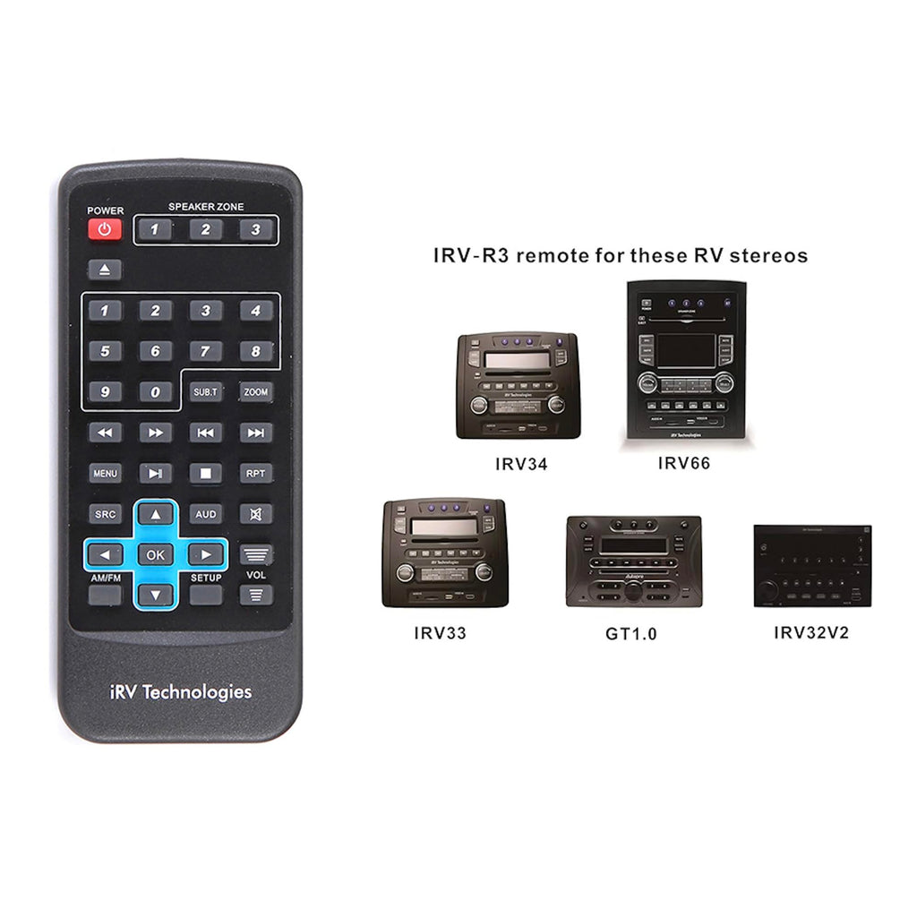 iRV Technology iRV66 AM/FM/CD/DVD/MP3/MP4/USB/SD/HDMI/Digital5.1/Surround Sound/Bluetooth 3 Zones wall mount RV Radio Stereo with wire adaptor Concertone ZX500/600/690/700,Genesis GT-3.0