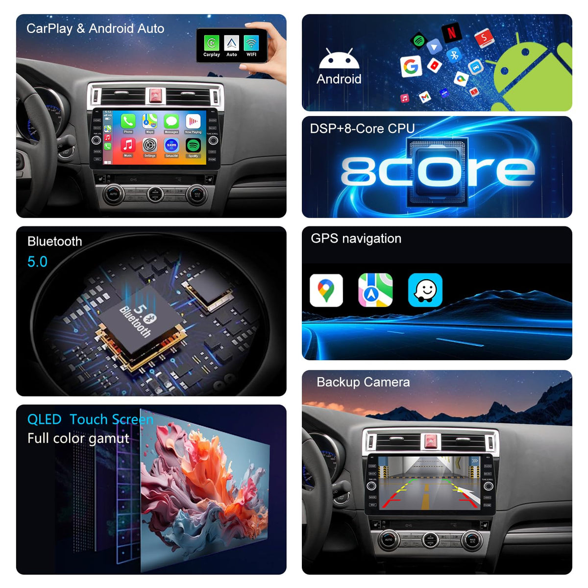 4G LTE Radio for Subaru Legacy Outback 2015 2016 2017 2018 2019 Upgrade,8-Core CPU QLED Touch Screen Stereo,Wireless CarPlay & Android Auto