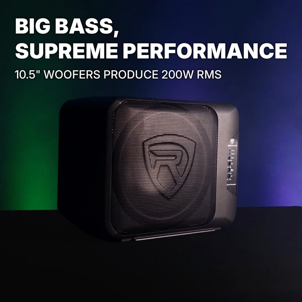 Rockville Ground Pounder 10.5" Powered Car Subwoofer, Compact