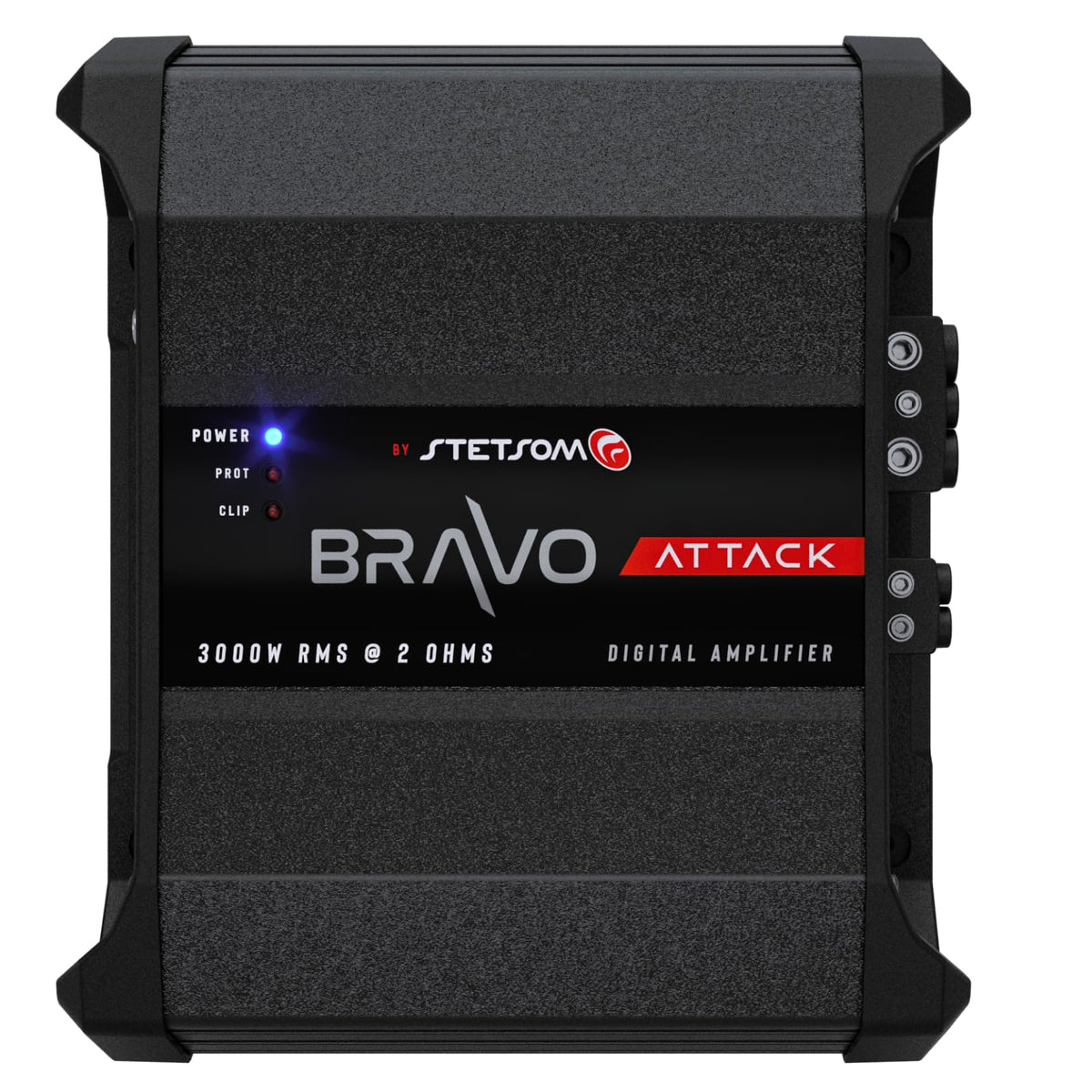 Stetsom Bravo Attack 3000 1 Ohm Mono Car Amplifier, 3000.1 3K Watts RMS, 1Ω Stable Car Audio, Full Range HD Sound Quality, 3000x1, Crossover & Bass Boost, Car Stereo Speaker MD, Smart Coolers