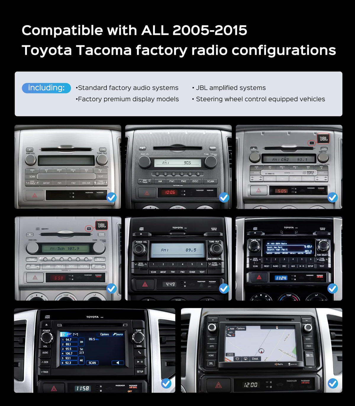 64G Car Radio Stereo for Toyota Tacoma 05-15 Stereo CarPlay Android Auto