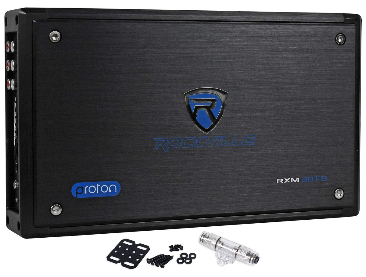 Rockville RXM8BTB 8 Channel Marine Boat Amplifier with Bluetooth, Black