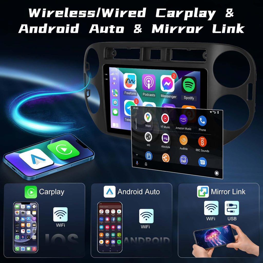 [4+128G] Android Car Stereo for VW Tiguan 2006-2016, 9 Inch Carplay Radio