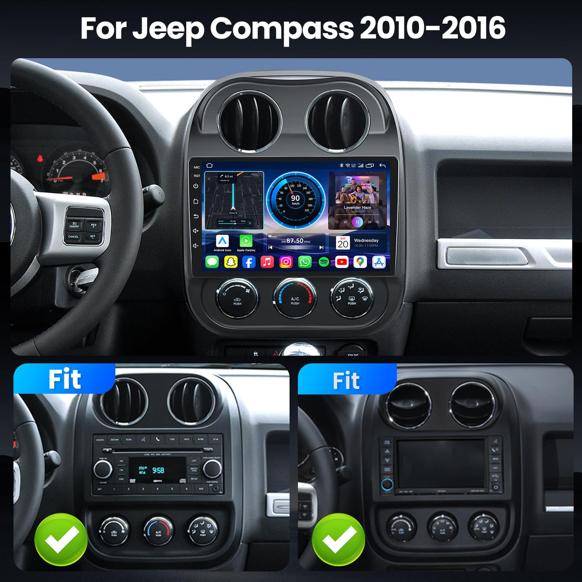 [8core+32G] Car Radio for Jeep Compass Patriot 2010-2016: 10inch Android 13