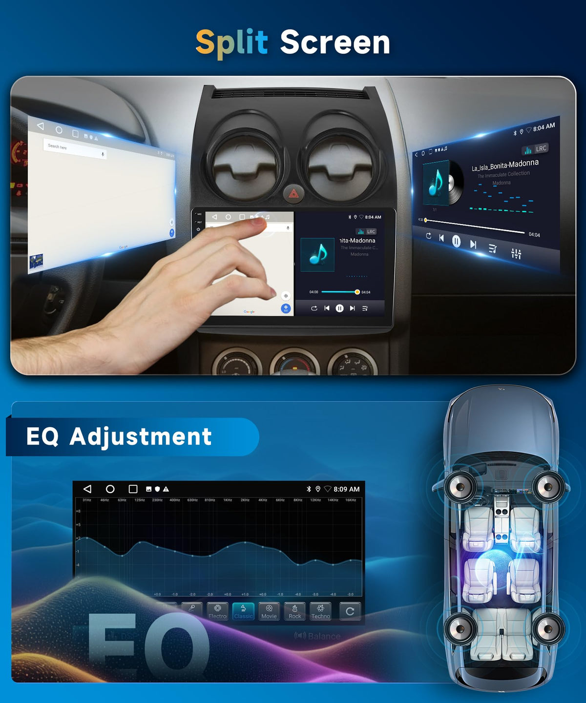 Car Radio Stereo for Nissan Rogue 2006-2016[2+64G] with Wireless Carplay/Android Auto,Android Car Stereo 9 Inch Touch Screen GPS DSP WiFi Bluetooth FM/RDS Mirror Link SWC Backup Camera