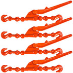 VULCAN Load Binder with 2 Grab Hooks - 4 Pack - Ratchet Style - 7,100 Pound Safe Working Load (Works with 5/16 or 3/8 Inch G70 or G80 Chain)