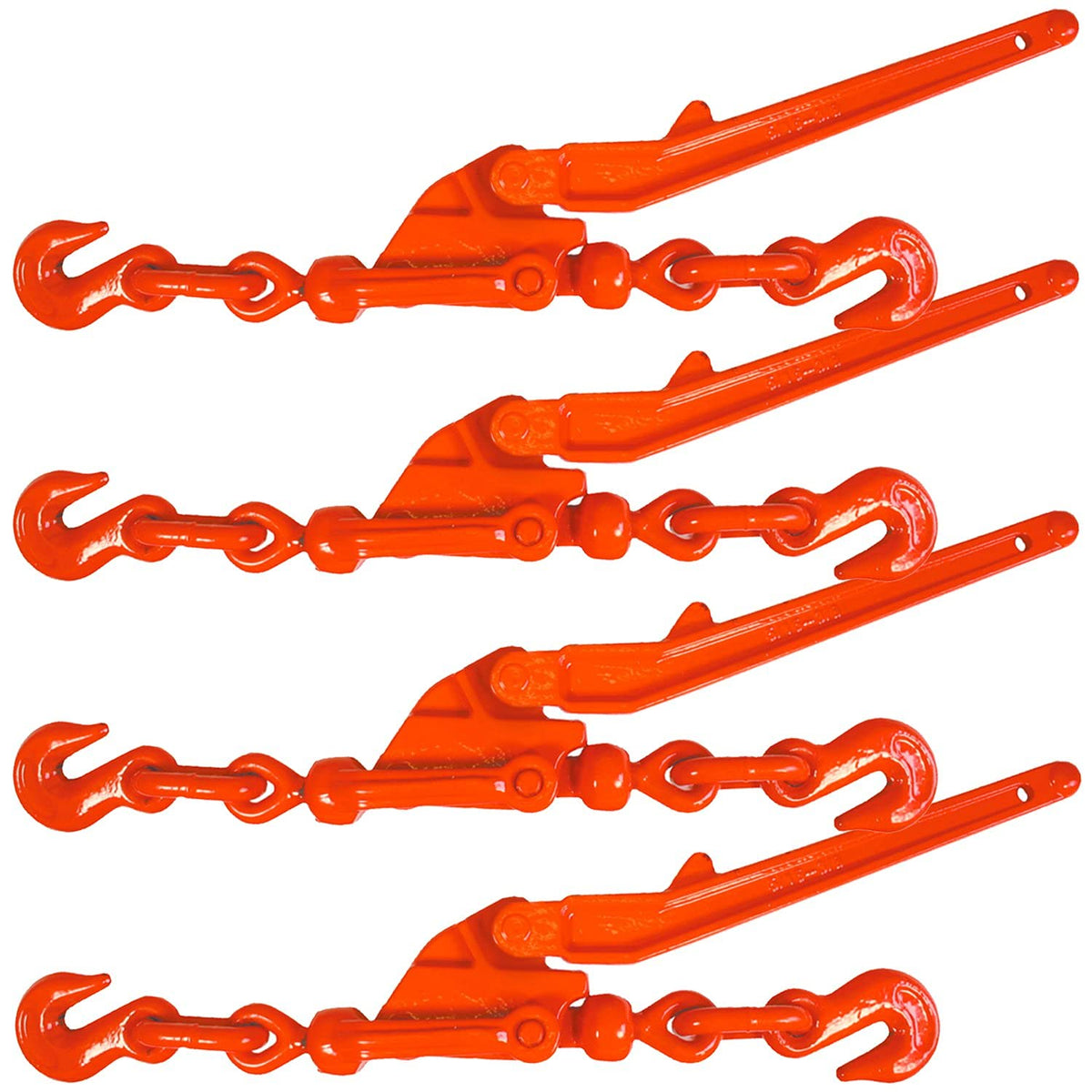 VULCAN Load Binder with 2 Grab Hooks - 4 Pack - Ratchet Style - 7,100 Pound Safe Working Load (Works with 5/16 or 3/8 Inch G70 or G80 Chain)