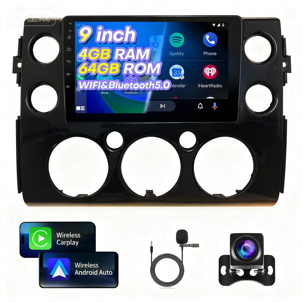 4+64G Car Radio Stereo for FJ Cruiser 2007-2017 Support JBL FJ Radio Upgrade 9 inch Touch Screen with CarPlay Android Auto GPS Navigation SWC Backup Camera