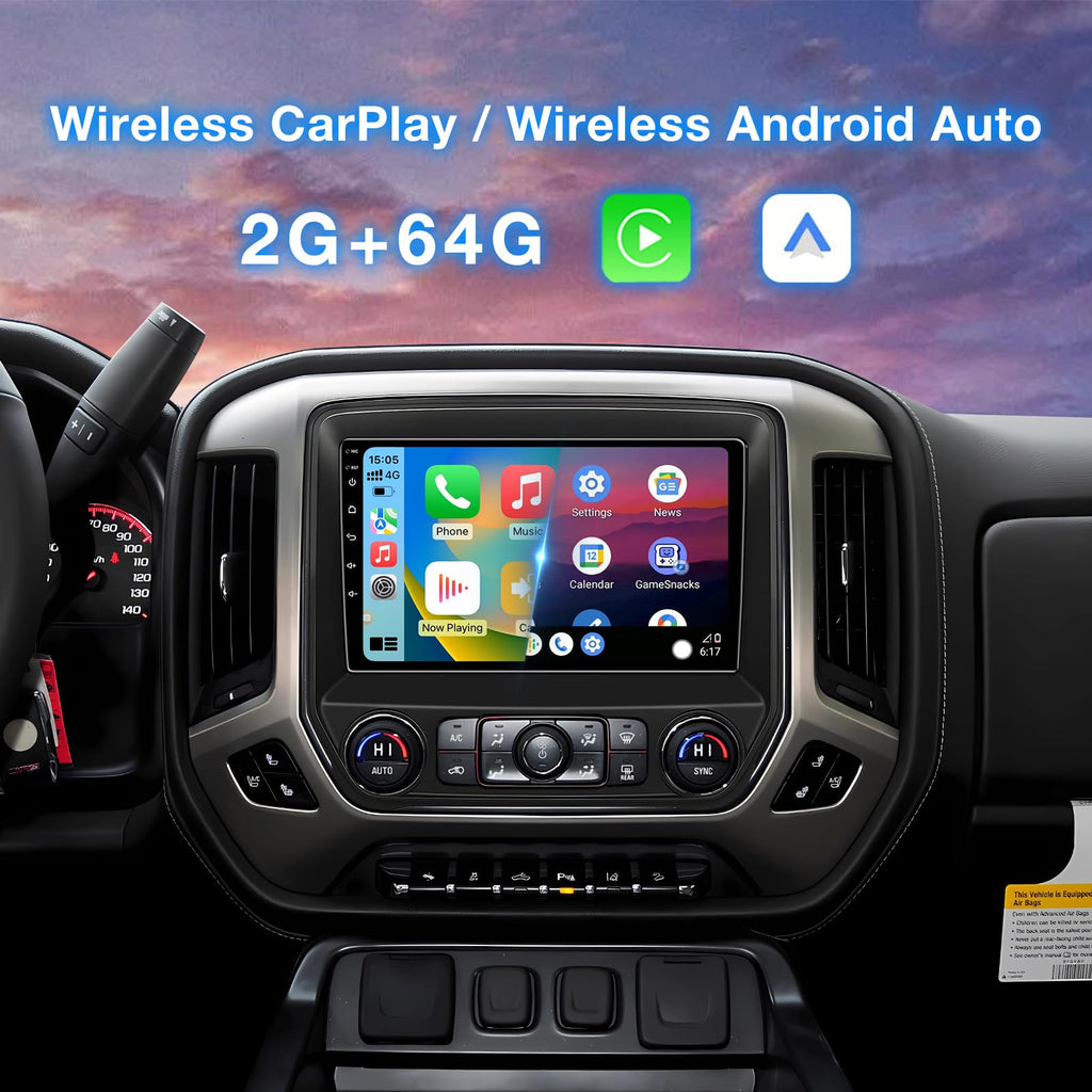 Car Radio Stereo Compatible with Chevy Silverado & GMC Sierra 2014 2015 2016 2017 2018 Replacement Radio Upgrade, CarPlay&Android Auto, GPS, Backup Camera (10 Inch)