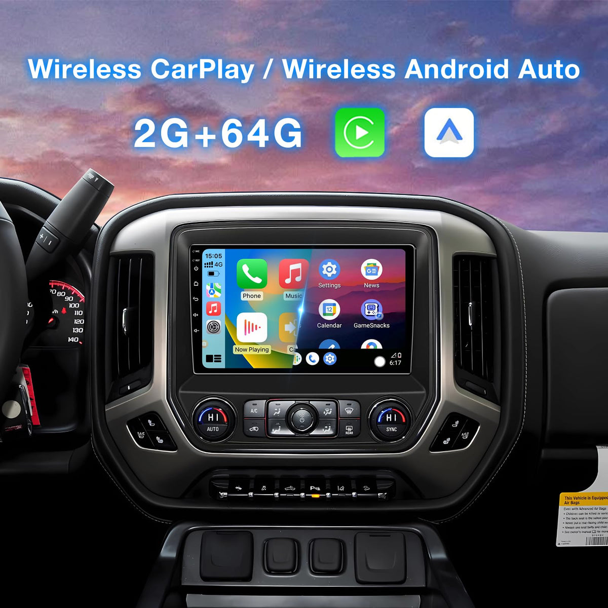 Car Radio Stereo Compatible with Chevy Silverado & GMC Sierra 2014 2015 2016 2017 2018 Replacement Radio Upgrade, CarPlay&Android Auto, GPS, Backup Camera (10 Inch)