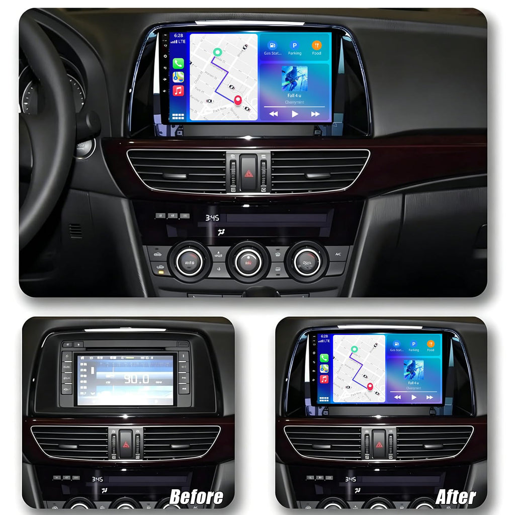 4+64G Android 15 Double Din Car Radio Stereo Upgrade for Mazda 6 GL GJ 2012-2017 Radio Replacement 9inch Touch Screen GPS Navi w/Wireless Carplay Android Auto Bluetooth WiFi FM RDS SWC Backup Camera